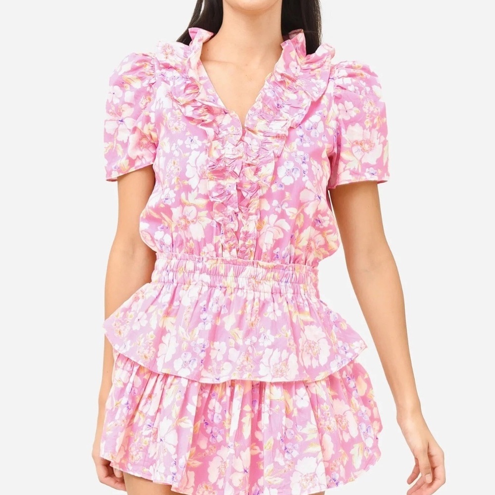 LoveShackFancy Ellis Pink Floral Dress